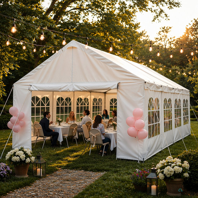 13'X26' Carport Car Canopy Party Tent Outdoor Gazebo With Removable Sidewalls, Outdoor Gazebo With 2 Ground Tubes, Commercial Tents For Parties Wedding BBQ