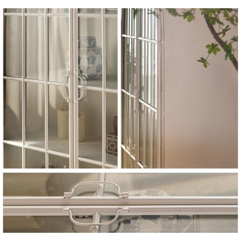Modern White Iron Glass China Cabinet
