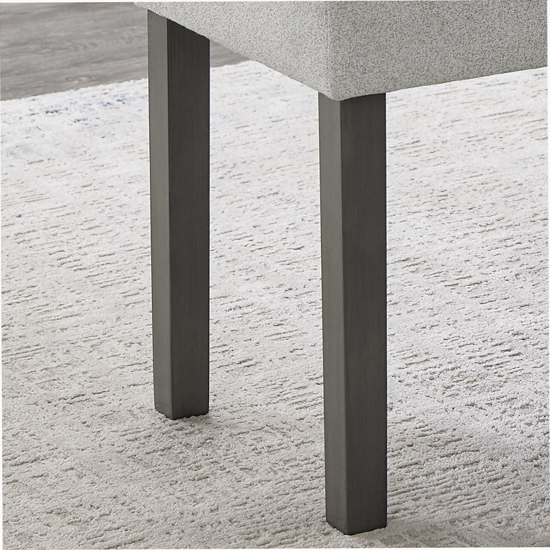 Banc rembourré en tissu gris clair avec cadre en bois gris foncé de 40 po - Sièges d'entrée et de chambre modernes