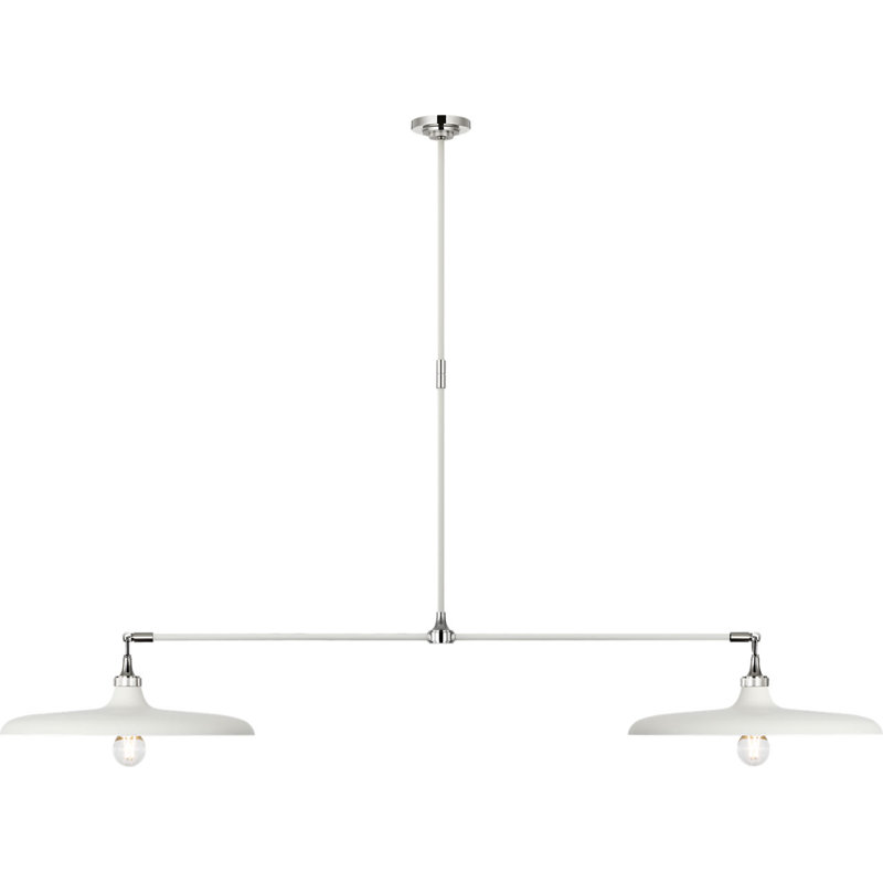 Piatto 63" Linear Pendant with Shade, Polished Nickel/Plaster White