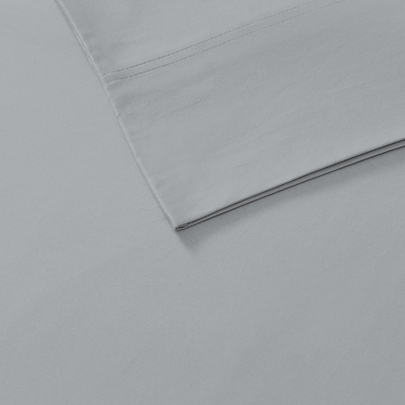 Twin Light Gray Cotton Percale Deep Pocket Sheet Set