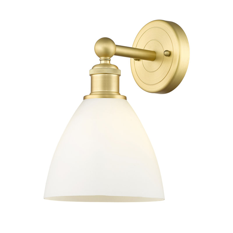Carmichaels Armed Sconce, Matte White, Satin Gold