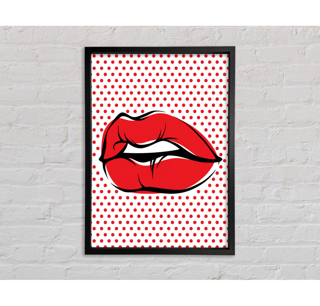 Red Lips On Pokerdots - Einzelne Bilderrahmen Kunstdrucke auf Leinwand