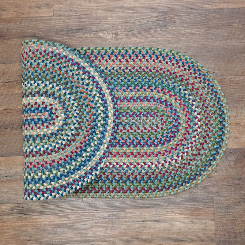 Tapis multicolore en laine, Ovale 2 pi 6 po x 5 pi