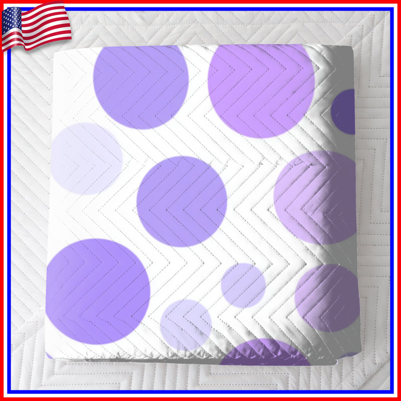 Purple Circle Pattern Quilted Bedspread All Sizes, King