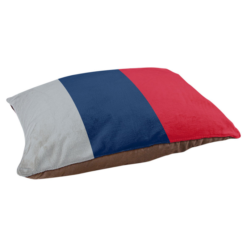 Coussin rectangulaire designer Kansas City, Grand (L 40 po x l 50 po), Argent mat / bleu / rouge