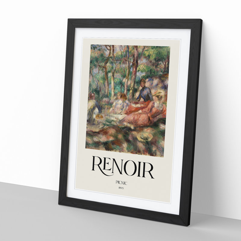 Picnic by Pierre-Auguste Renoir - Picture Frame Painting, 36cm H x 27cm W x 2cm D, Black