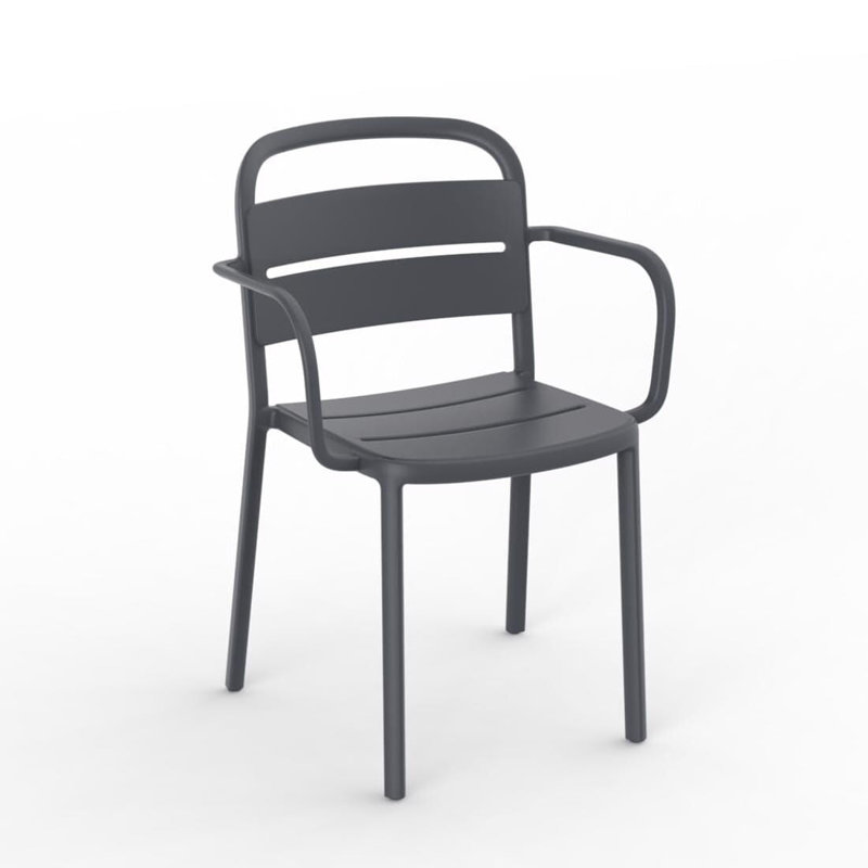 Como Outdoor Dining Armchair, Dark Gray