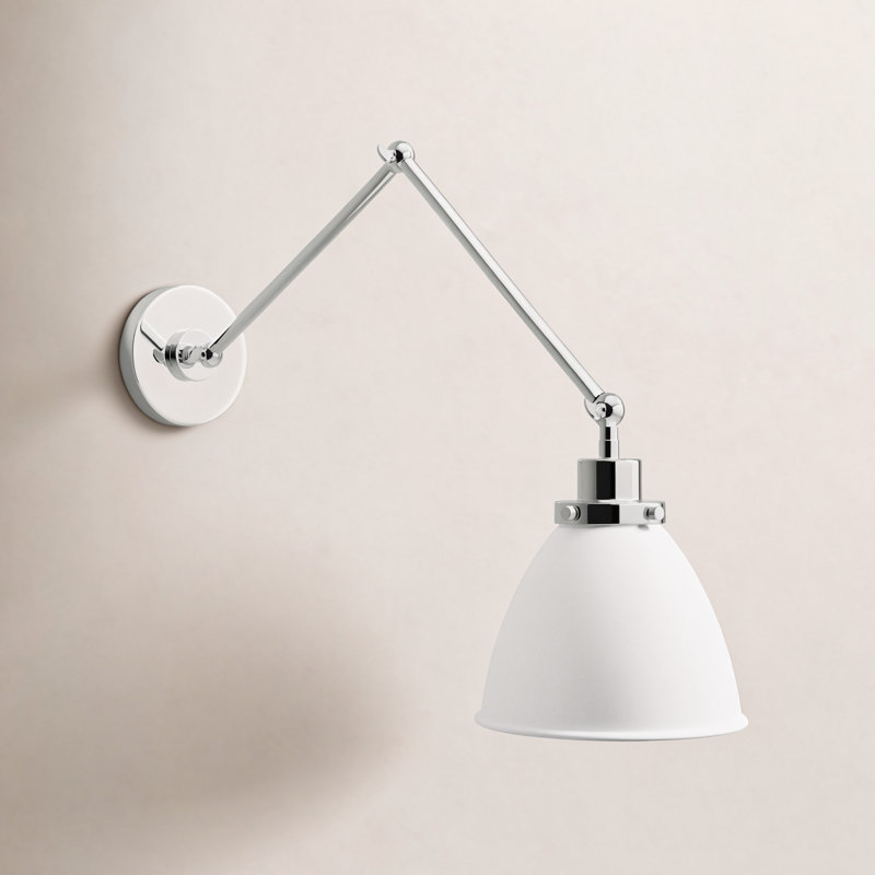 Wellfleet 1 - Light Armed Sconce, Polished Nickel, Matte White