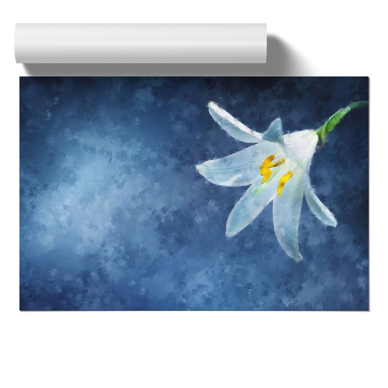 White Flower Painting - Frameless Print, 42cm H x 59cm W x 0.1cm D