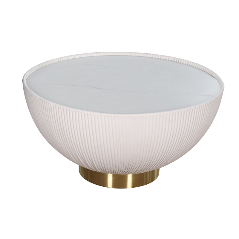 Mizelle Solid Wood Drum Coffee Table, 36cm H x 70cm W x 70cm D, White