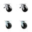 5 Inch Phenolic Swivel Caster Set with Ball Bearing 2 Total Lock Brake SCC