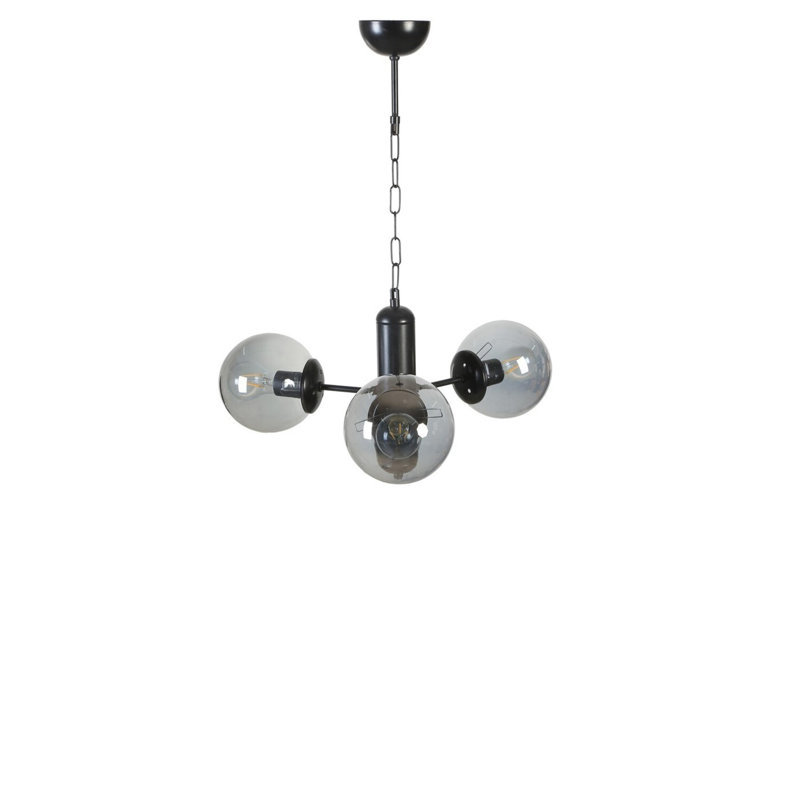 Élégant lustre noir et fumées, structure en métal, 15,7 po de diamètre x 27,6 po de hauteur | Douille E27, 40 W maximum, indice de protection IP20 | Luminaire moderne pour le salon et la salle à manger, design élégant et durable