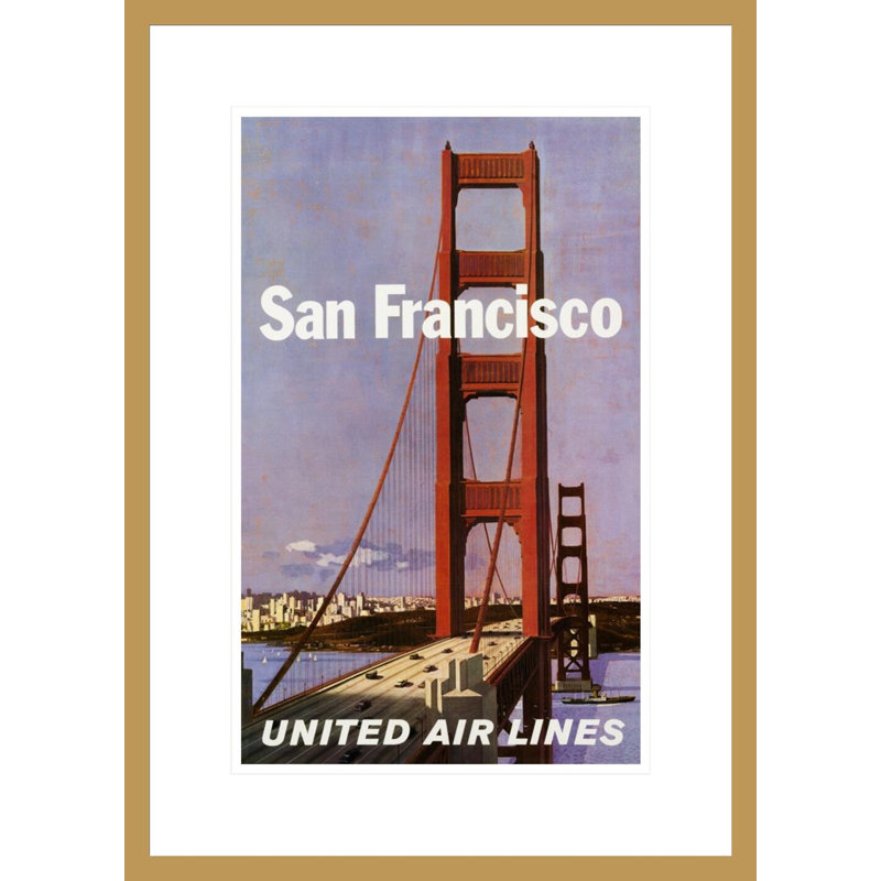 Affiche de San Francisco United Lignes par Stan Galli, impression giclée encadrée, H 21,75 po x l 15,63 po