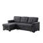 Canapé modulaire en lin gris foncé avec canapé-lit réversible, méridienne de rangement, surpiqûre moyenne ferme, profondeur de 54 po