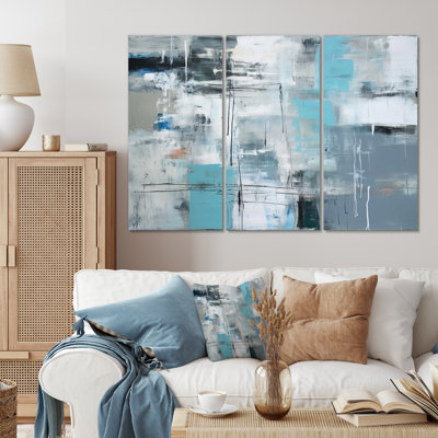 Sérénité subtile en abstrait bleu clair 3 pièces