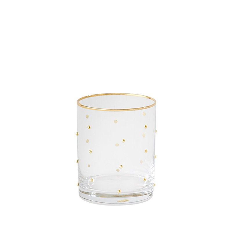S/6 Celebration DOF Glasses-Clear W/Gold Dots