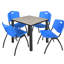 Plateau de table Kee Square, 4 chaises empilables-674458705-674458713-674458718