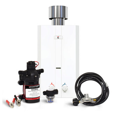 Chauffe-eau extérieur sans réservoir Eccotemp 3.0 GPM avec pompe à diaphragme 12V et crépine EccoFlo