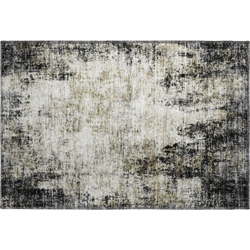 Tapis noir Prisco lavable à la machine de qualité supérieure, Rectangle 1 pi 8 po x 2 pi 6 po