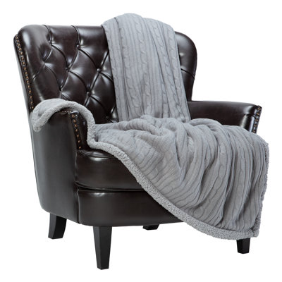 Chanasya Super Soft Cable Knit Acrylic Faux Fur Reversible Throw Blanket