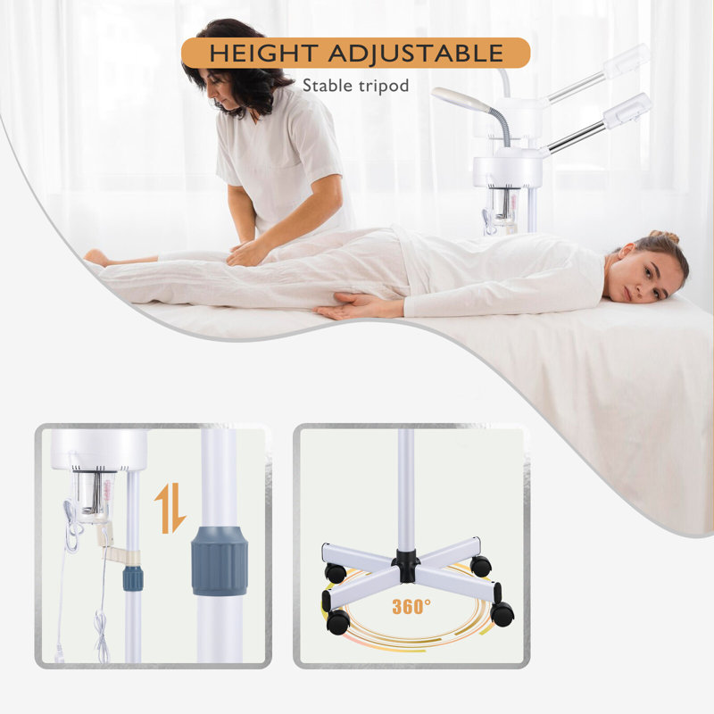 2 en 1 Facial Steamer 5x Lampe loupe à DEL ozone chaud pour salon de beauté
