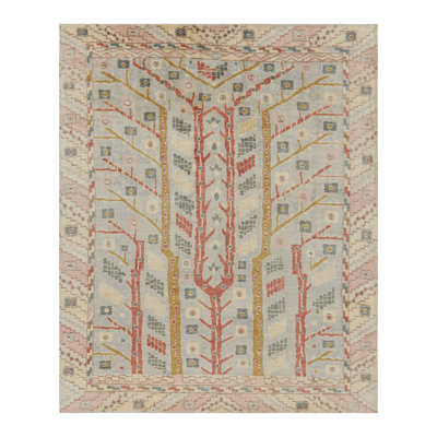 Scandinavian Hand Knotted Wool Geometric Area Rug