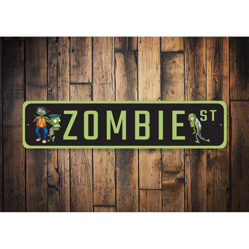 Plaque en aluminium Zombie Street, H 4 po x l 18 po x P 0,04 po