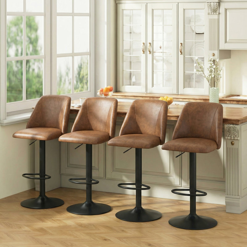 Chaise de bar pivotante à hauteur réglable, Brown