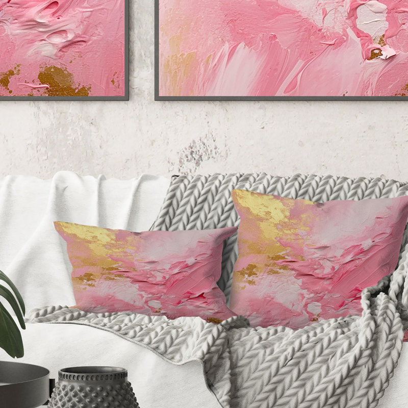Coussin décoratif imprimé rose et or rose - Energies III
