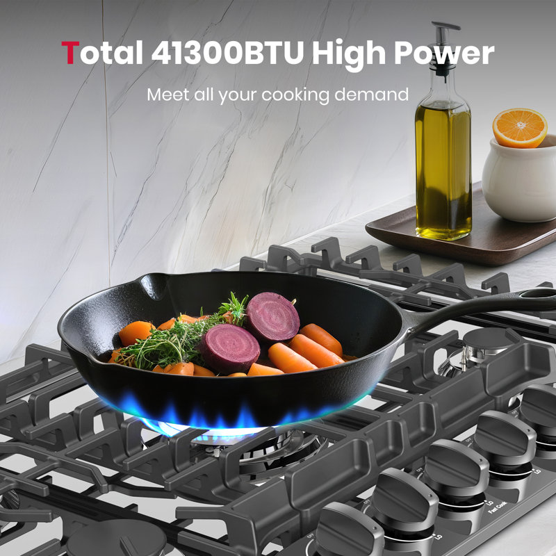 30 in. Gas Cooktop in Black Enamel with 5 Burners, NG/LPG Convertible, CSA certified, Black Enamel