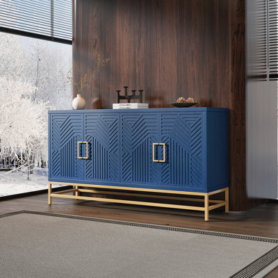 Retro-Style Sideboard with Adjustable Shelves, Metal Handles and Legs for Versatile Storage in Kitchen, Living Room, and Dining Room