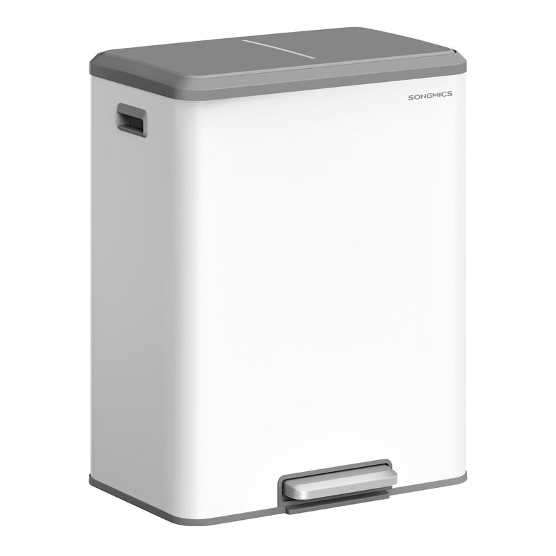 Steel Step On Kitchen Trash Can - 60L, White