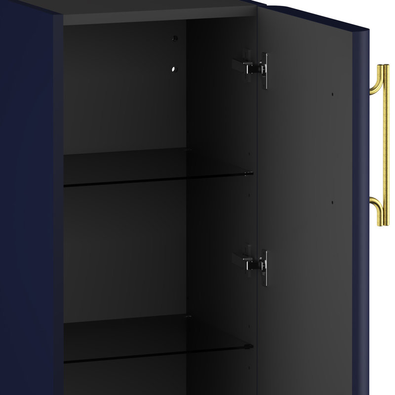 Ashauria Wall Bathroom Cabinet, Wave Blue/Gold, Right