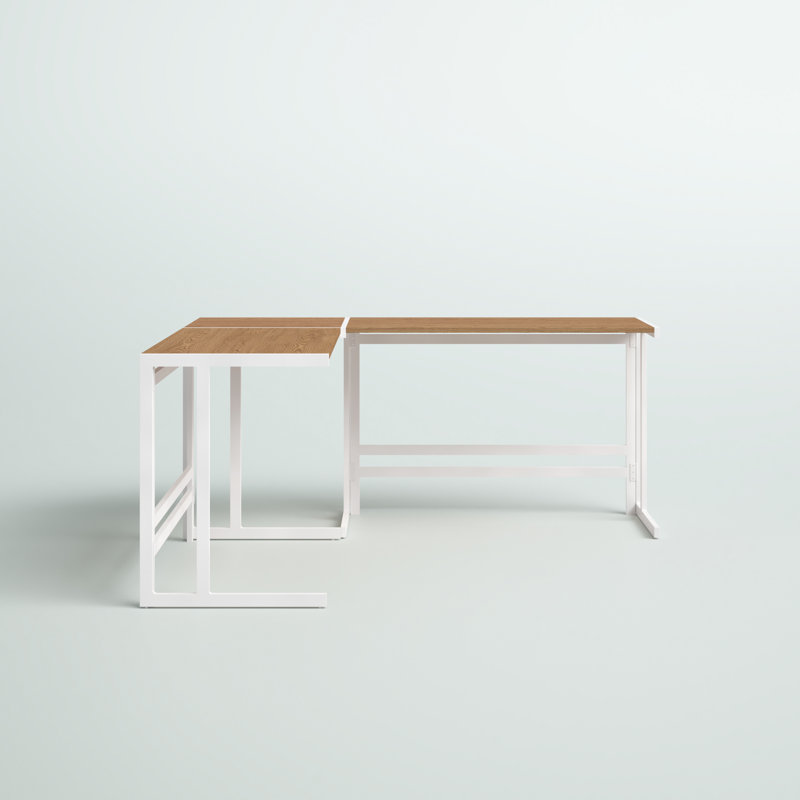Bureau en L réversible Montreal, Blanc / Naturel