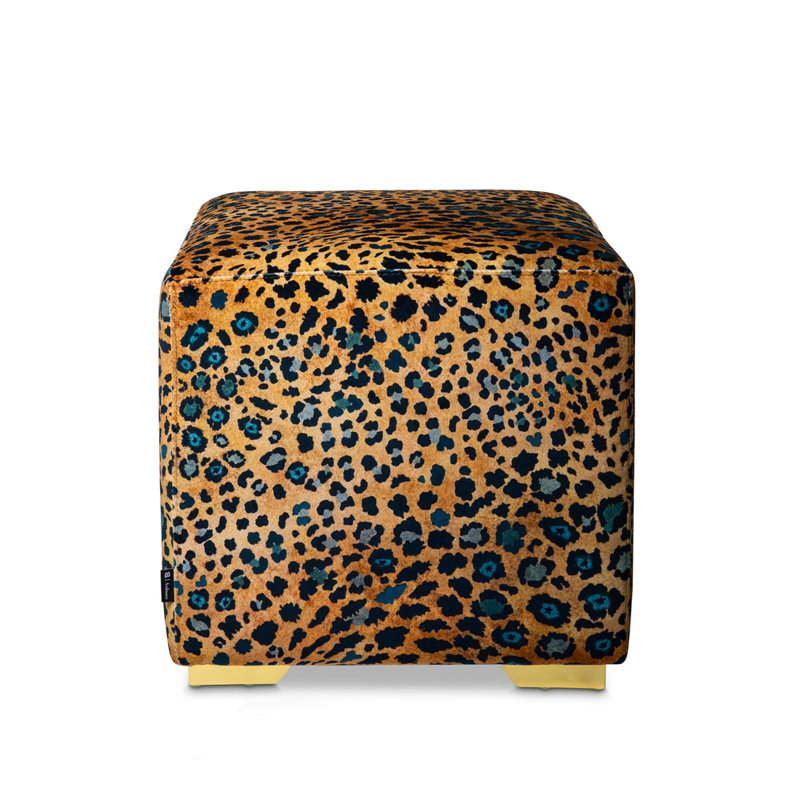 Cube Ottoman - Safari Spot - Velvet, Midnight