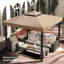 Auvent de remplacement pour pavillon de jardin kaki 9,8 pi x 9,8 pi, double aéré pour auvent extérieur de patio, avec couvercle