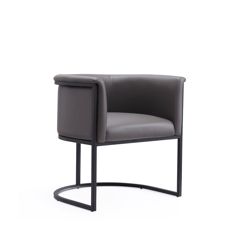 Fauteuil rembourré en similicuir Virgil, Gris