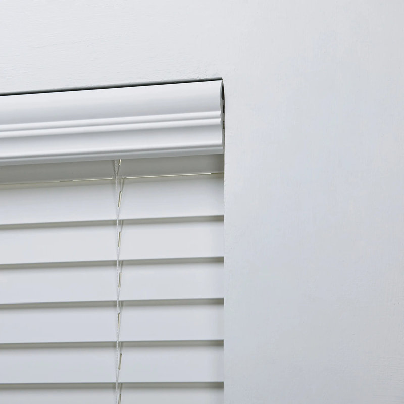 Linen Avenue Cordless Faux Wood Blind White, Flush Inside Mount (No Valance Side Pieces/Returns Included, Arrives ½ Inch Narrower)