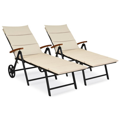 Gracely Outdoor Metal Chaise Lounge , Cushion Included