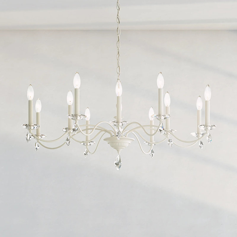 Modique 12 Light 39.5in x 16in Chandelier in Ferro Black with Clear Heritage Handcut Crystals, Silver