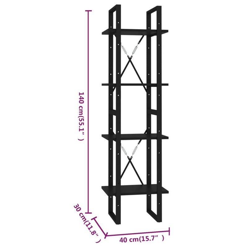 Griffing Bookcase, 140cm H x 40cm W x 30cm D, Black