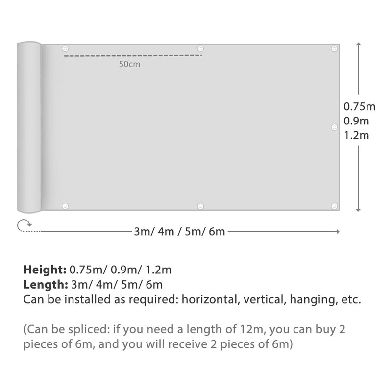 Hrabar Privacy Screen 75 X 600 cm, Black