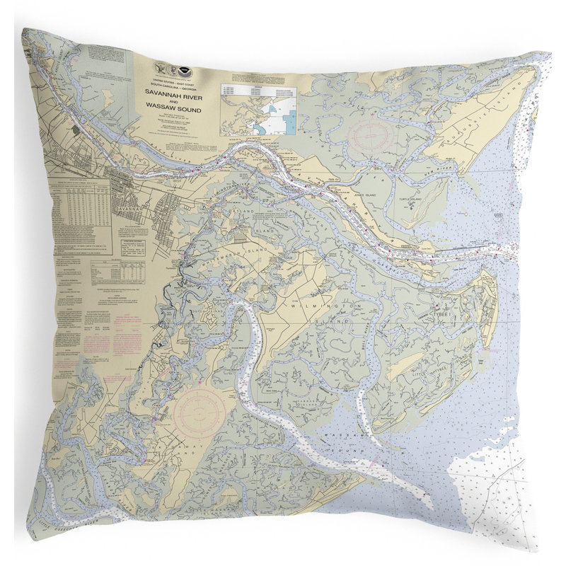  Housse de coussin d'extérieur carré Savannah River And Wassaw Sound, Ga