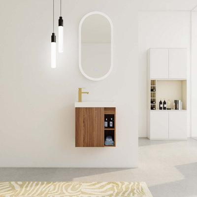 Meuble-lavabo mural flottant 20 po avec lavabo en résine