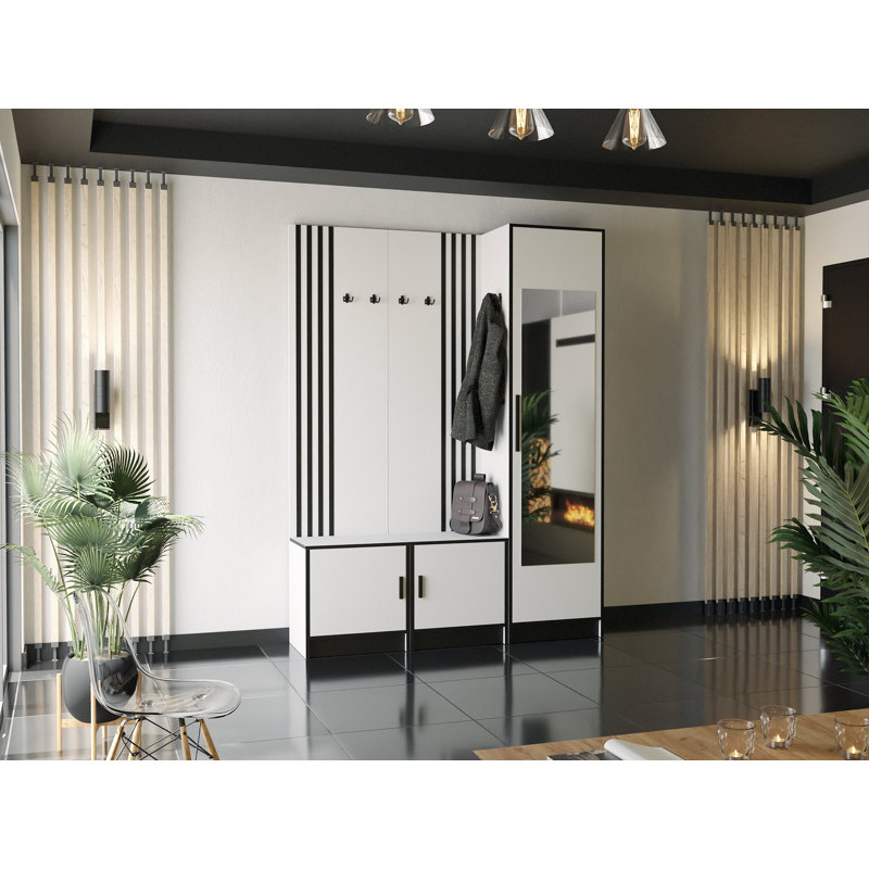 Tammo Hall Tree 53.2cm Wide with Bench, White