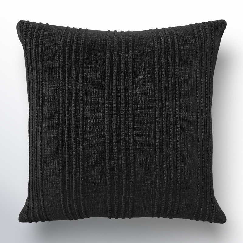 Kara Striped Cotton Reversible Throw Pillow, Black Striped