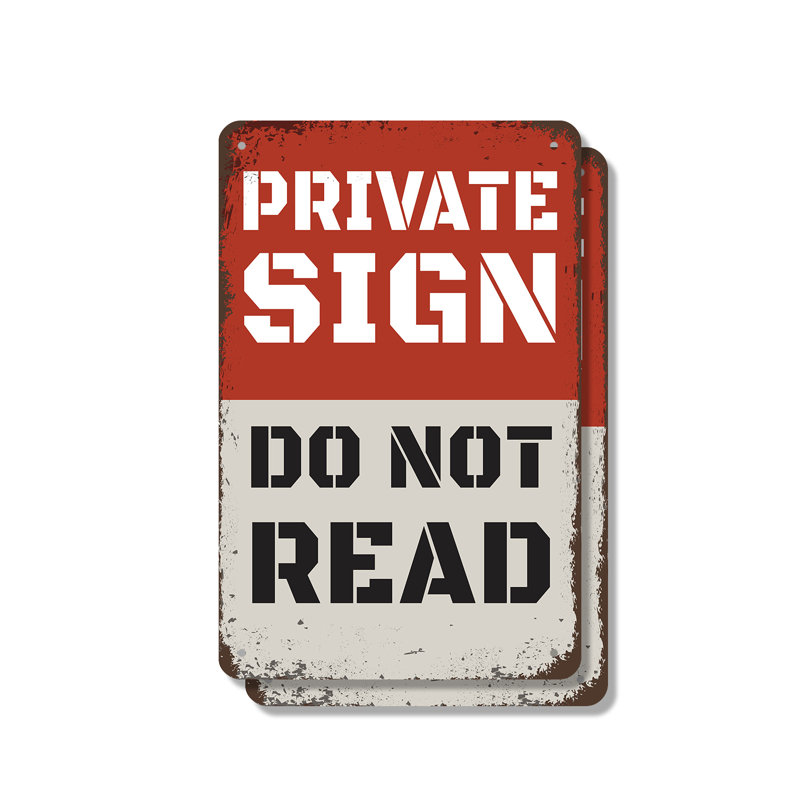 Enseigne privée ne pas lire (paquet de 2) en aluminium 7 po x 10 po