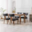 Ensemble de 2 chaises de salle à manger de style Mid-Century moderne en cuir de polyuréthane rembourré avec dossier incurvé et structure en bois franc-1292742453