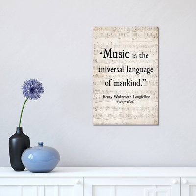 «Music Is The Universal Langage» par Debbra Obertanec - Art textuel sur toile tendue